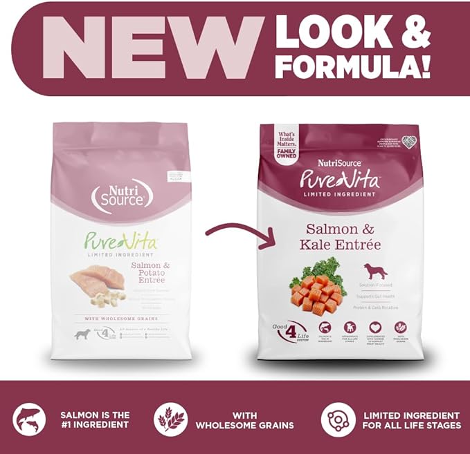 NutriSource Pure Vita Salmon & Kale Dog Food, 4LB