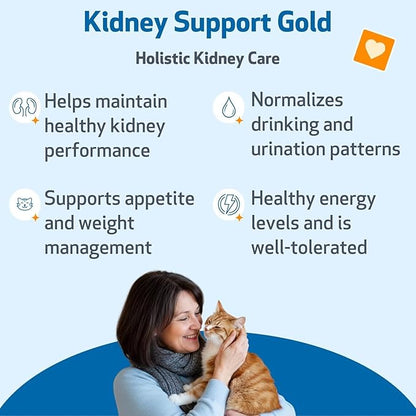 Pet Wellbeing Kidney Support Gold for Cats - Supports Normal Kidney Function & Detox, Healthy Hydration & Energy with Rehmannia & Dong Quai - NASC Certified & Vet-Formulated - 2oz Liquid Formula