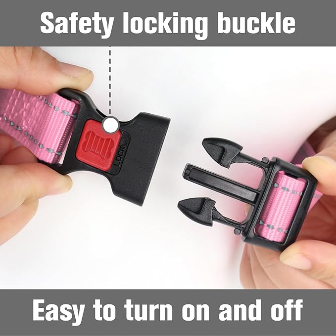 Joytale Martingale Collar for Dogs, Reflective Heavy Duty for Safety, Quick Release Buckle, Adjustable Nylon Collars for Medium Dogs Walking Training, Pink, M