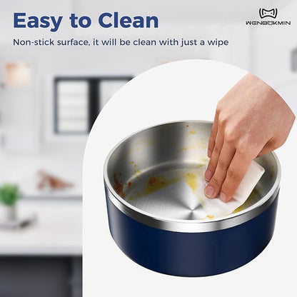 WENBOKMIN Dog Bowl, Stainless Steel Dog Food and Water Bowl with Non Slip Quiet Bottom, Easy to Clean, Dishwasher Safe, 40oz, Blue