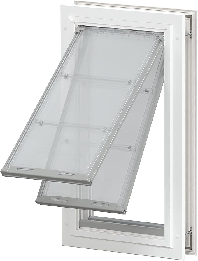 Endura Flap Double Flap Pet Door for Doors | All-Weather Insulated Flap | Durable Aluminum Frame with Secure Locking Cover | Interior and Exterior Door Installations | White, XXL, Double Flap