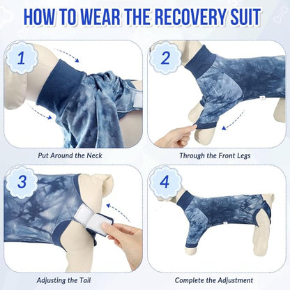 Lukovee Recovery Suit for Dogs - Soft Onesie Dog Surgery Suit for Female Male Dogs, Breathable Surgical Recovery Suit Prevent Licking Spay Recovery Suit Dog E-Collar & Cone Alternative(2XL,Blue)