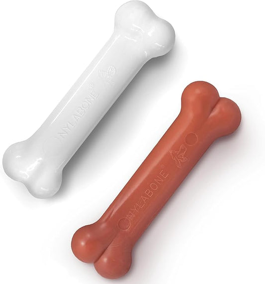 Nylabone Original Bone Power Chew Toy for Dogs, Durable Dog Toys for Aggressive Chewers, Basted Blast Bacon & Chicken Flavor, Medium - Up to 35 lbs, 2 Pack