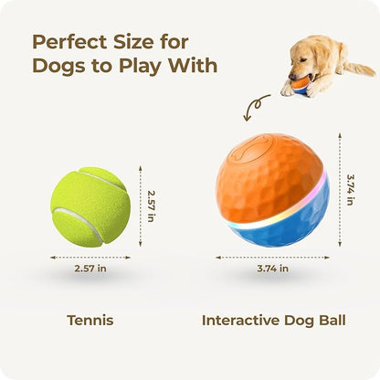 Apasiri Interactive Dog Toys: Automatic Moving Dog Toys for Aggressive Chewers with LED Lights (3.74 in Diameter)