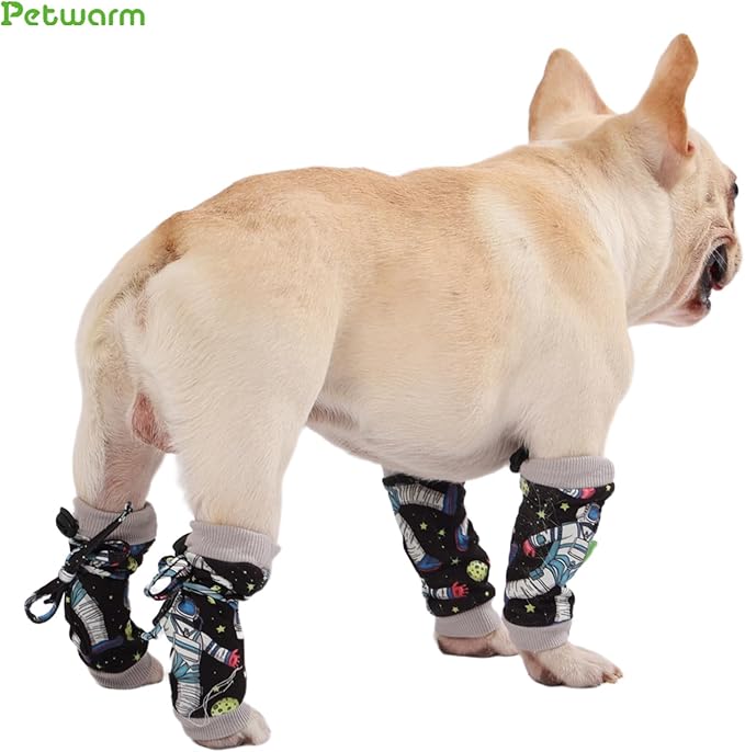 PetWarm Dog Recovery Sleeve 4pcs Set, Dog Leg Sleeve, Ideal for Comfort and Support During Pet Recovery, Suitable for Active or Support Recoverying Pet Use, Grey, L
