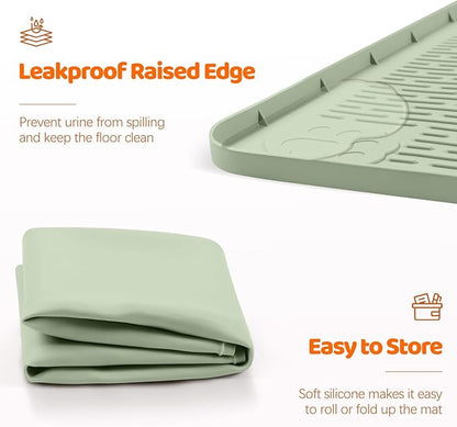 Pee Pads for Dogs, 34" x 22" Extra Large Reusable Silicone Mat, Washable Puppy Training Pads for Potty Training, Non-Slip, Leak-Proof, Indoor Floor Protection (Green)