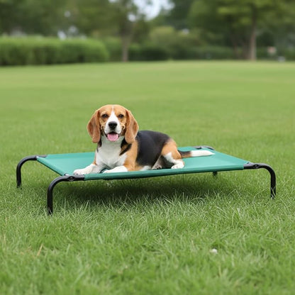 Amazon Basics Cooling Breathable Elevated Dog Bed with Metal Frame for Medium Dogs, 43" x 26" x 7.5", Green