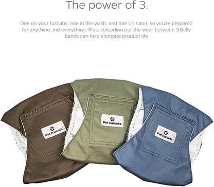 Pet Parents® Washable Belly Bands for Male Dogs (3pack) + Extendrs® of Durable Dog Diapers Male, Premium Male Dog Diapers & Dog Wraps (Small, Koda)