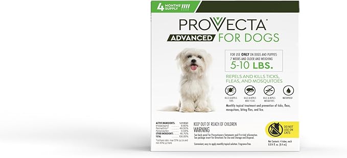 Provecta® Advanced for Small Dogs (5–10 lbs) Flea and Tick Topical Treatment, 4-Month Supply