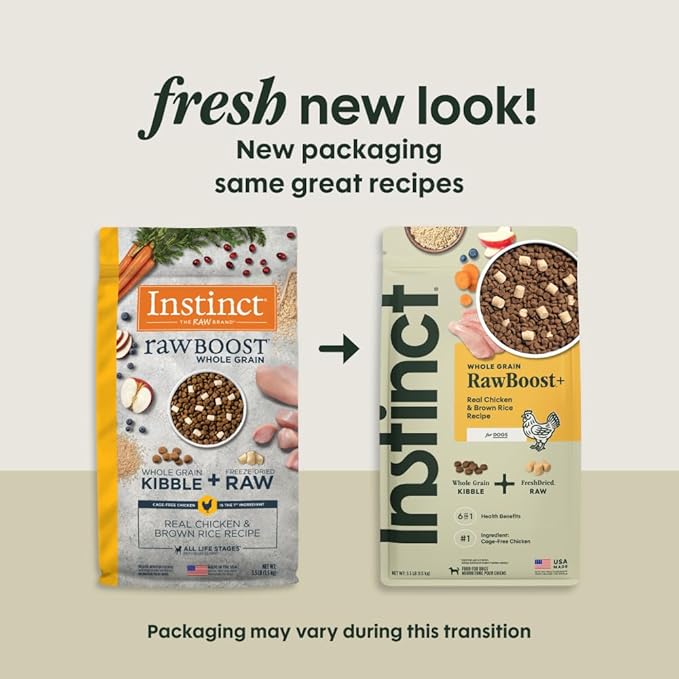 Instinct RawBoost, Natural Dry Dog Food with FreshDried Raw, Whole Grain Recipe - Real Chicken & Brown Rice, 3.5 lb. Bag