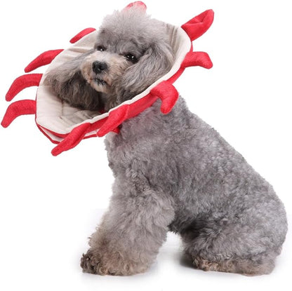 Pet Recovery Collar,Dog Protective E-Collar Soft Dog Cone Breathable Secure Lovely Collar for Puppy Small Medium Dogs (S-Neck: 30-33cm, Crab)