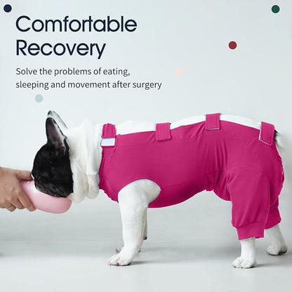 IECOii Dog Surgery Recovery Suit for Female Or Male Dogs,Post Surgery Dog Onesies for Spay Neuter,Small Dog Surgical Suit for Abdominal Wound and Rear Leg,Dogs E-Collar & Cone Alternative,S-Rosered