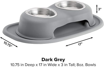 WeatherTech Double High Pet Feeding System - Elevated Dog/Cat Bowls - 3 inch High Dark Grey (DHC0803DGDG)