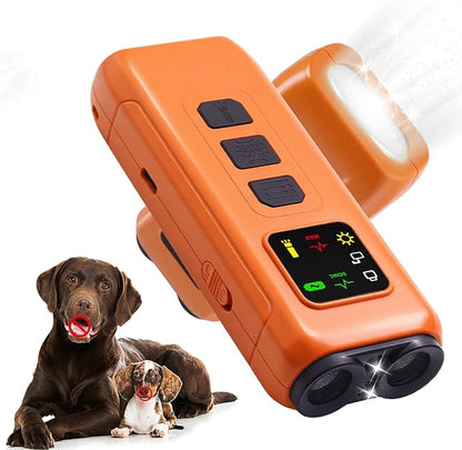 Ultrasonic Dog Bark Deterrent, 2-in-1 Anti Bark Device with LED Flashlight & HD Display | Stop Nuisance Barking, No Shock Training Aid for Small to Large Dogs