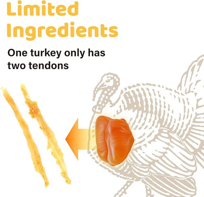 iPaw Turkey Tendons for Dogs 10 Pcs Bulk Pack, 100% Turkey and US Sourced Raw Material, Hypoallergenic, All Natural Human Grade Puppy Chew, Rawhide Alternative Dog Treats, Bone (Large)