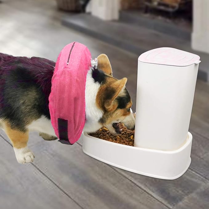 MCHY Inflatable Dog Cone,Adjustable Recovery Collar for Dogs After Surgery,Prevent from Biting & Scratching,Not Block Vision (Pink, L-Neck 15"-20")