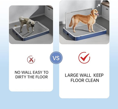Indoor Dog Potty Tray with High Wall,25.59"X19.69" Pee Pad Holder,Dogs Litter Box,Mesh Training Toilet for Puppy and Small Size Dog,Housebreaking Supplies, Pet Products (White)