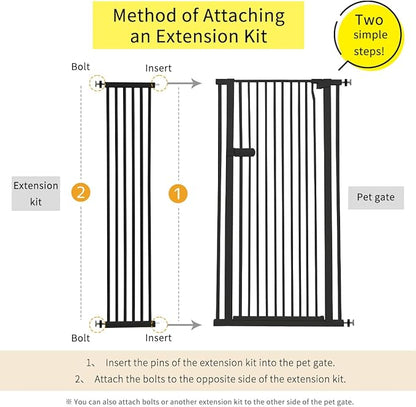 Lumizone Extra Tall Cat Gate Extension Kit 55.12" High Pressure Mounted 2025 New 12.60" Extra Wide 1.37" Gap No Drilling Tall Pet Gate for Dogs (Black, 55.12" H x 12.60" W, Extension)