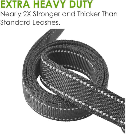 Dog Leash Heavy Duty - 2 Handles by Padded Traffic Handle for Extra Control, 6foot Long - Perfect for Medium to Large Dogs (6 ft, Black Blue)