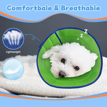 Inspack Dog Cone Soft Recovery Collar After Surgery, High-Density Fabric Ecollar for Medium Large Dogs, Adjustable Elizabethan Neck Cone to Stop Licking, Comfortable Support, Blue Pro, Large