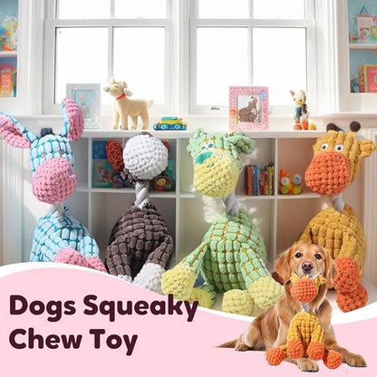 2026 New Indestructible Dog Toy, Durable Dog Stuffed Toys for Aggressive Chewers, Interactive Squeaky Chew Teething Toys for Small Medium Large Dogs Puppy (Green+Orange)