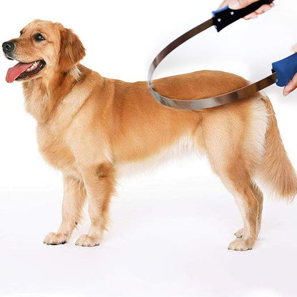 BOTH WINNERS Dual-Sided Shedding Blade with Stainless Steel Blade De-Shedding Tool for All Dog Coat Types- Soft Touch Grip (BLUE)