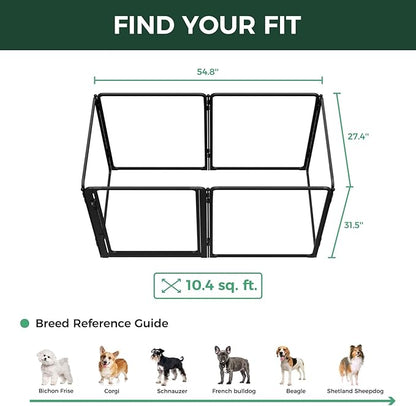 FXW AuraSpace Pro Acrylic Indoor Dog Playpen, Heavy-Duty with Metal Frame, 32" Height 6 Panels for Small and Medium Dogs, Black│Patented