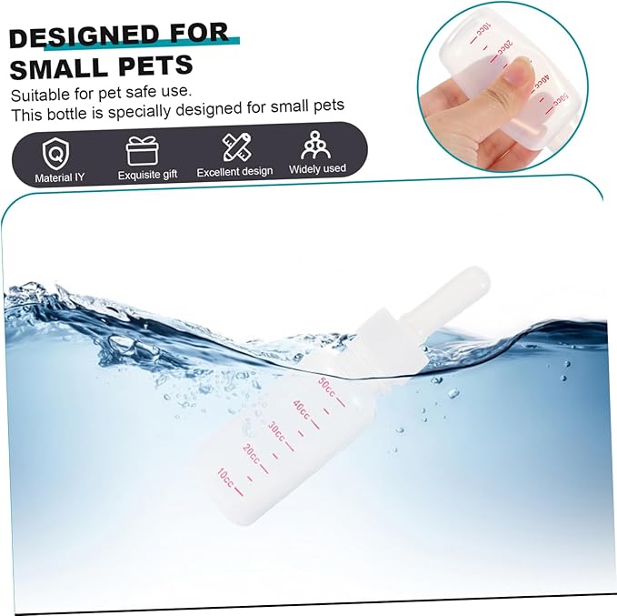 POPETPOP 3Pcs Portable PET Nursing Bottles Plastic Scale Milk Bottle Set for Small Animals for Kittens Puppies and Rabbits Replacement Nipples
