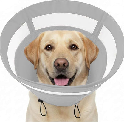 SAWMONG Soft Cone for Dogs – Large Dog Recovery Collar, Adjustable E-Collar to Stop Licking After Surgery (L, Gray)