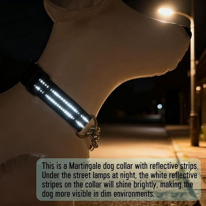 Martingale Dog Collars, Reflective Nylon Collar with Stainless Steel Chain, Adjustable Walking Training Dog Collars with Quick Release Buckle, Suitable for Small Medium Large Dogs(Red,XL)