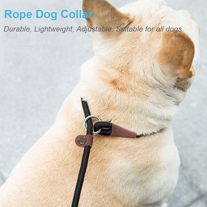 MayPaw Slip Collar Nylon Rope Choke Collar for Dog Training- No Pull Round Martingale Dog Collars for Medium Large Dogs (24" x 1/2", Green)