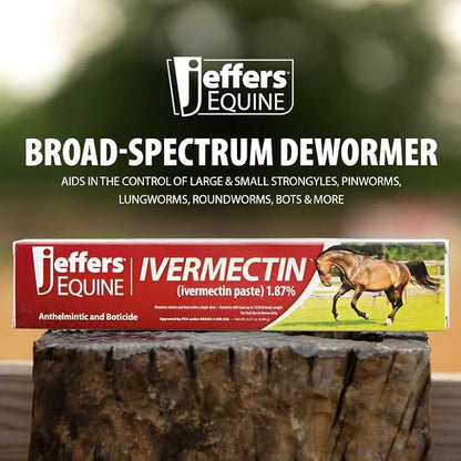 Jeffers Ivermectin Gel Dewormer for Horses - Apple Flavored, Broad Spectrum Dewormer Paste - Effective Parasite Control for Worms, Pinworms, Bots & More - Safe for Equine of All Ages- 6 Pack