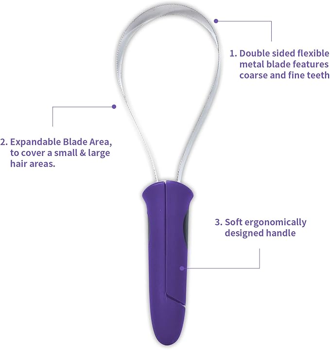 BOTH WINNERS Dual-Sided Shedding Blade with Stainless Steel Blade De-Shedding Tool for All Dog Coat Types- Soft Touch Grip (PURPLE)
