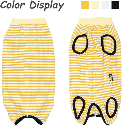 Dog Recovery Suit After Surgery,Spay Neuter Clothes for Female Dogs,Small Medium Dog Shirt,E-Collar Cone Alternative,Prevent Licking Wound Dog Onesie,Pet Surgical Suit(Yellow White -xs)