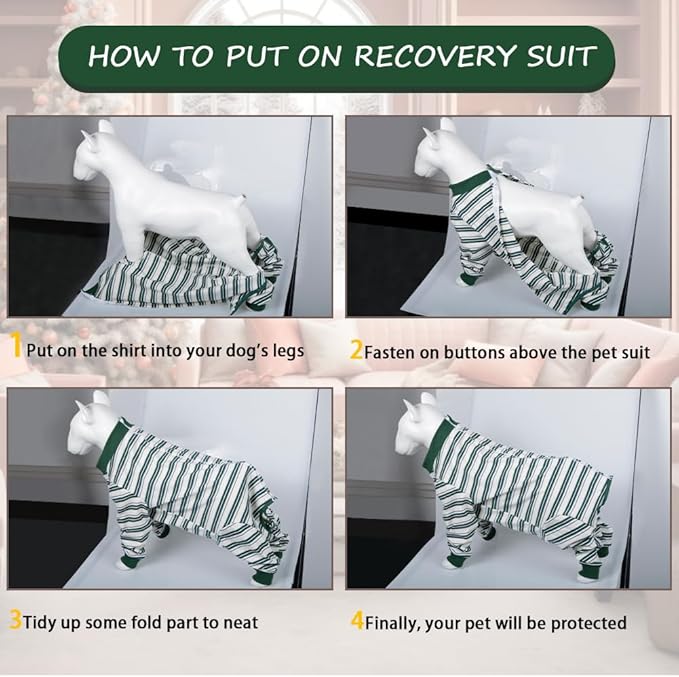FEimaX Dog Recovery Suit After Surgery, Puppy Spay Neuter Prevent Licking Onesie Alternative Bandages E-Collar & Cone, Pet Abdominal Wounds Post Surgical Shirt for Dogs Cats
