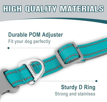 Dog Collar for Medium Small Large Dogs Reflective with Leash,Collar and Leash for Dogs,Soft Neoprene Padded 2 Pack(Blue,S)