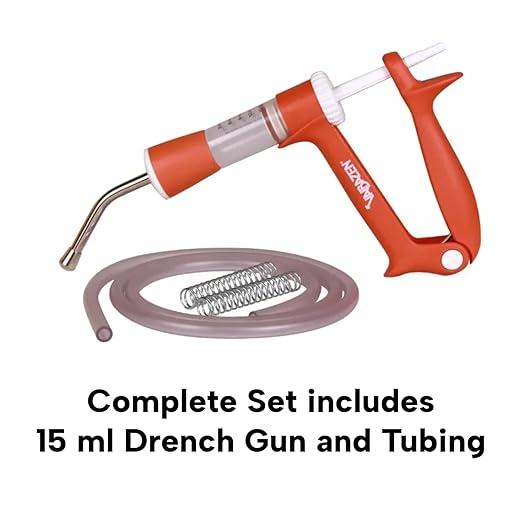 LBH MARKET Valbazen Drench Gun with Tubing Dewormer Drench Gun for Goats Sheep 15 ML for 1 Liter Liquid Sheep Dewormer/Goat Dewormer Works with Valbazen, Cydectin, Safeguard Dewormer