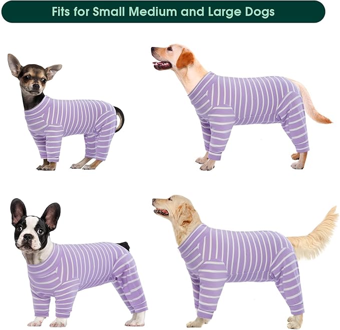 Kuoser Recovery Suit for Small Dogs After Surgery, Long Sleeve Dog Surgery Recovery Suit, Purple XS