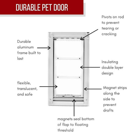 Endura Flap Double Flap Pet Door For Doors | All-Weather Insulated Flap | Durable Aluminum Frame with Secure Locking Cover | Interior and Exterior Door Installations | White, XL, Double Flap