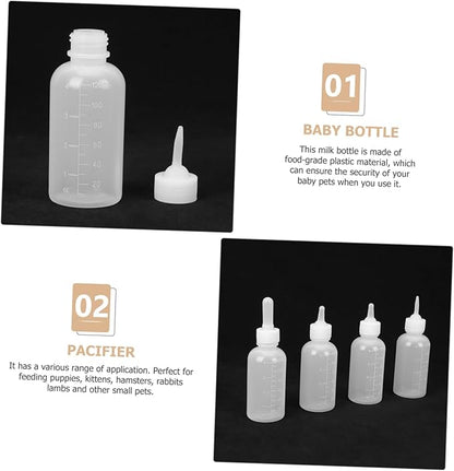 Levemolo 4pcs Dog Cat Feeding Bottles Small Milk Bottles for Newborn Pets Nipples