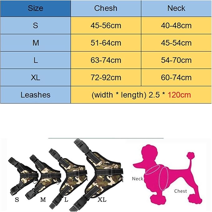Oxford Cloth Dog Harness Leash Set for Large Medium Small Dogs Adjustable Reflective Harness for Dog(Red,-L)