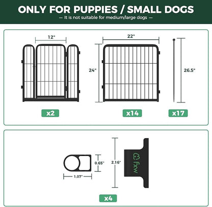 FXW Rollick Dog Playpen with Anchor Kit (Pack of 4) – 24 Inch 16-Panel Dog Pen for Small & Medium Dogs, Stable & Safe Indoor/Outdoor Play│Patented