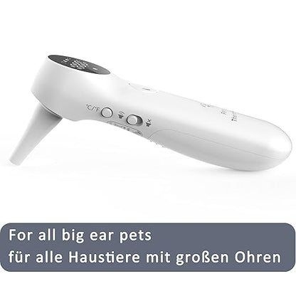 Dog Ear Temperature Monitor, Long Probe for Pets Ear Canal Only, Measure Dog Temperature in 1 Second, Voice On/Off Switchable, C/F Switchable (White)