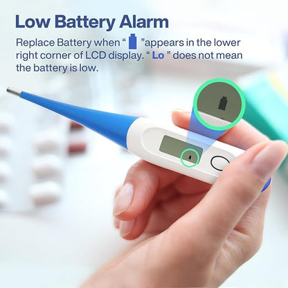 Boncare 10 Seconds Oral Thermometer for Adults and Kids - Accurate & Safe Rectal Thermometer for Baby with Fever Alarm, Digital Thermometer (Light Blue)