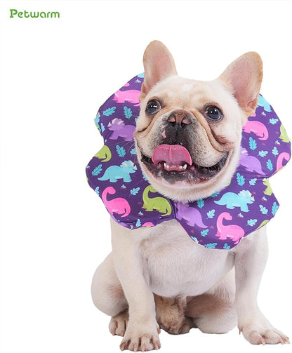 PetWarm Recovery Collar for Dogs, Dog Recovery Collar, Lightweight Pet Neck Protector with Memory Foam Padding, Gentle No-Lick Flower Design for Calm Rest and Travel, Dinosaur Print, Purple, L