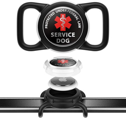 Dog AirTag Holder for Dog Collar, Soft Silicone Slide-On Case for Apple AirTag, No-Dangle Quiet Protective Holder with High-Contrast Message Designs