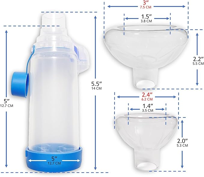 QMARK Inhaler Spacer with 2 Masks for Pets Cat and Small Dog Inhaler Spacer for MDI,with Round Shape Silicone Mask, Feline Aerosol Chamber with Breathing Indicator
