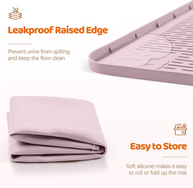 Pee Pads for Dogs, 34" x 22" Extra Large Reusable Silicone Mat, Washable Puppy Training Pads for Potty Training, Non-Slip, Leak-Proof, Indoor Floor Protection (Pink)