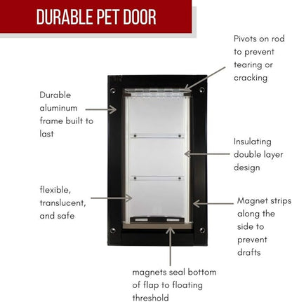 Endura Flap Giant Dog Door for Doors | Designed for Big & Tall Dog Breeds | Insulated Flap for Energy Efficiency | Weather-Resistant & Secure Aluminum Frame | Black, Extra Large, Single Flap