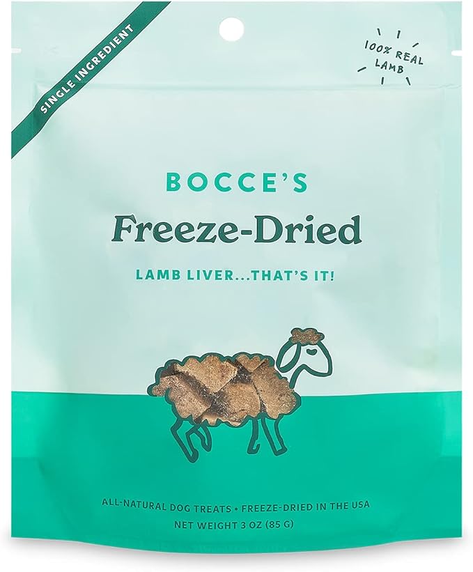 Bocce's Bakery Freeze Dried Lamb Liver Treats for Dogs - Natural, Freeze-Dried Treats Made with One Ingredient, Made in the USA, 3 oz